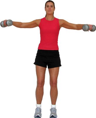 10-16 ripetizioni, della spalla, delle spalle, questo esercizio, gomiti piegati, parte superiore